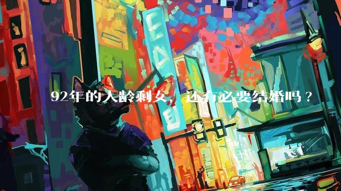 92年的大龄剩女，还有必要结婚吗?